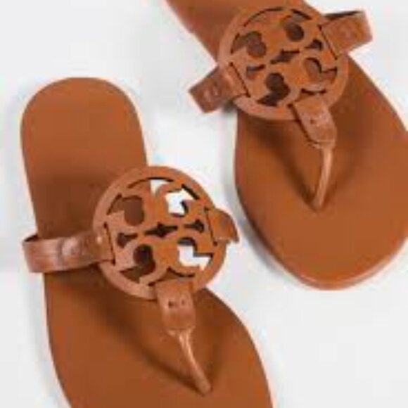 NIB Tory Burch Miller Soft Leather Sandals MIELE brown- 9